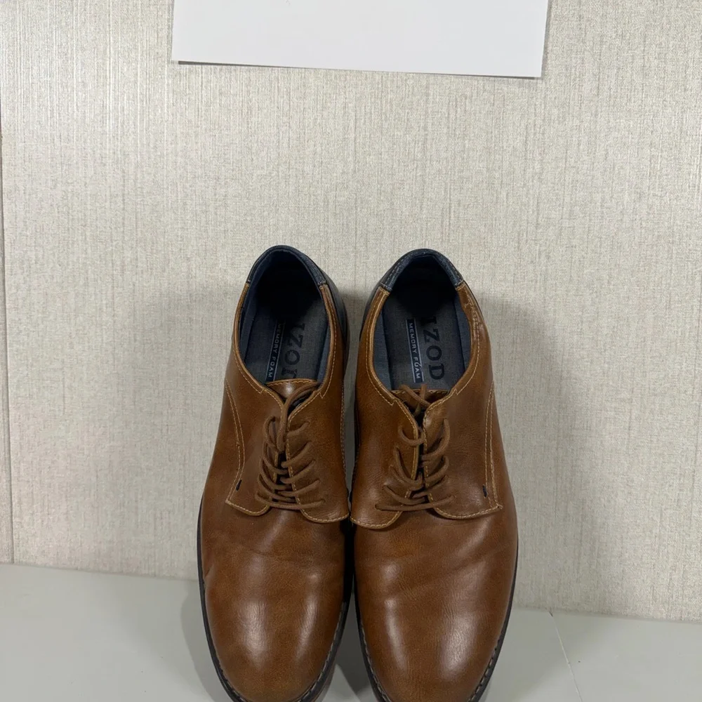 Izod kasson mens Oxford dress casual shoe size 9M dark tan and‎ navy blue